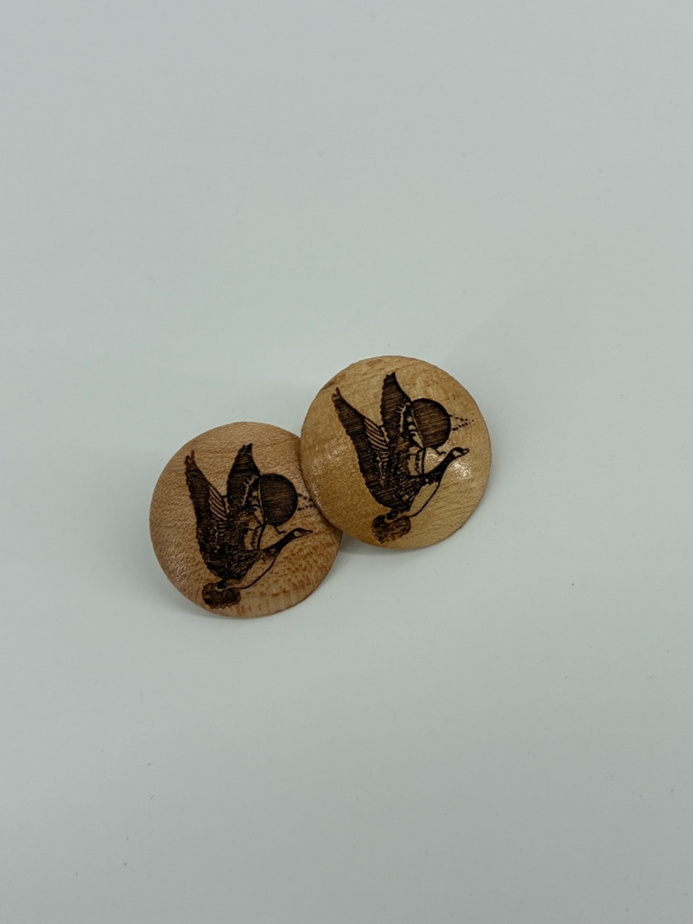 Wooden Laser Engraved Goose Bird Design Earrings
